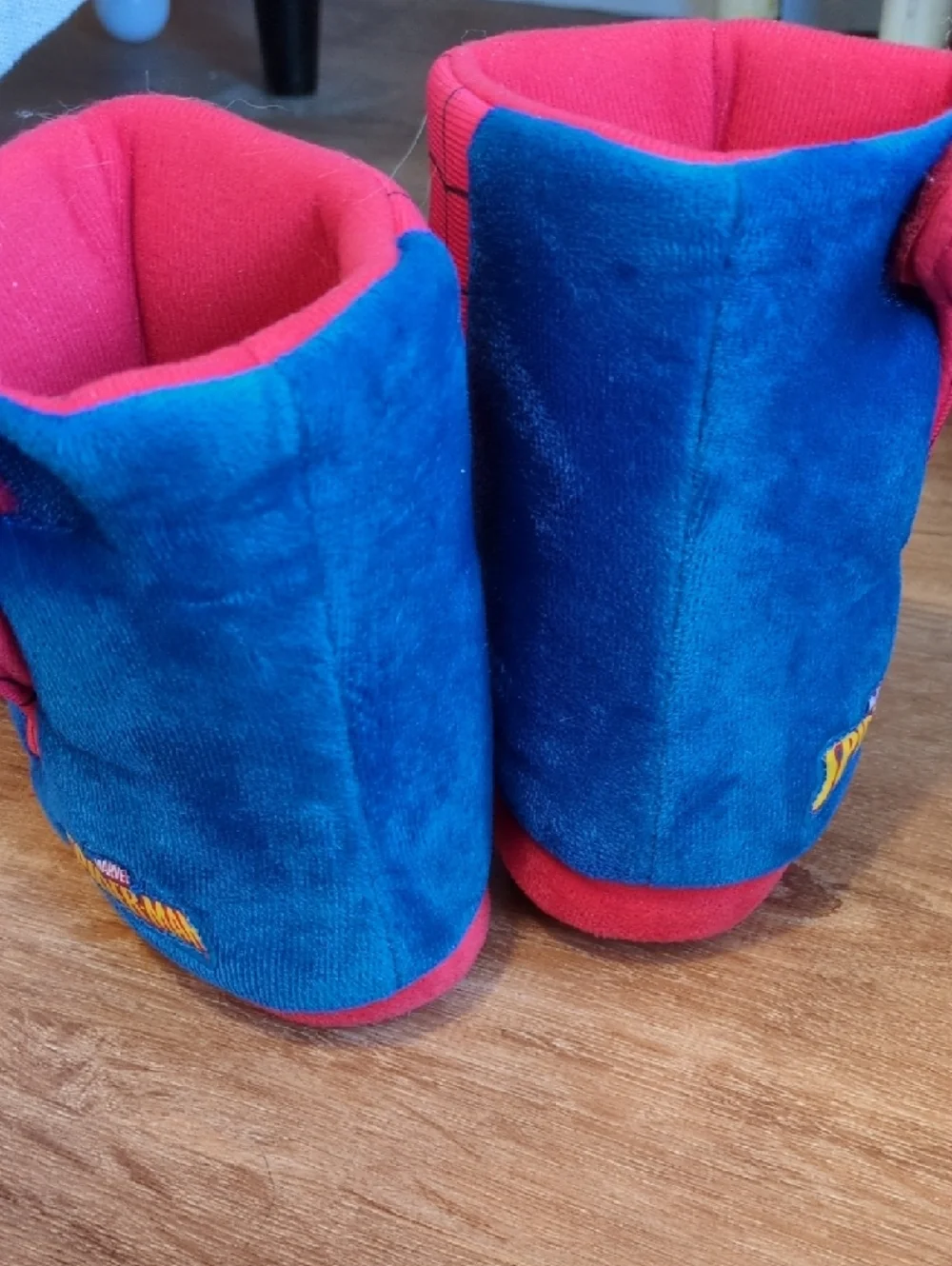 NWOT Spiderman Kids Plush Boot Slippers - Red & Blue